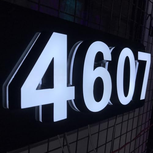 Custom Backlit House Numbers Lumineuse House Number Lighted LED Address Number Sign Light Up Home Number Easy Install (4 Numbers)