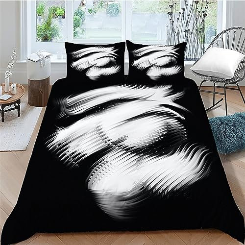 Bettwäsche 135x200 Schwarz und Weiß Muster Weich Bequem Atmungsaktiv Hypoallergen 3D Sommerbettwäsche Bettwäsche Set + 1 Kissenbezug 80x80 cm,Geeignet für Jungen Mädchen Kinder
