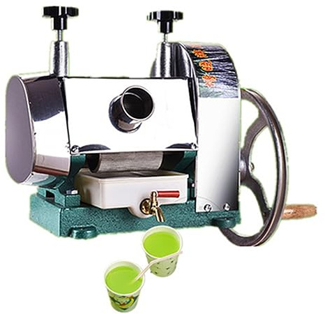 ALSUP Edelstahl Zuckerrohr-Entsafter,Manuelle Zuckerrohr-Saftmaschine,Kommerzielle Zuckerrohrpresse mit Handrad Effizientes Entsaften