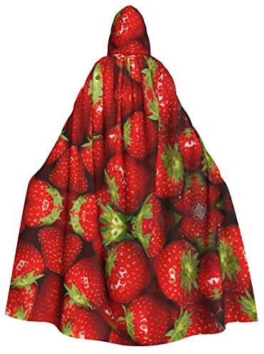 FAIRAH Capa con capucha para Halloween con estampado de fresas rojas, disfraz para adultos