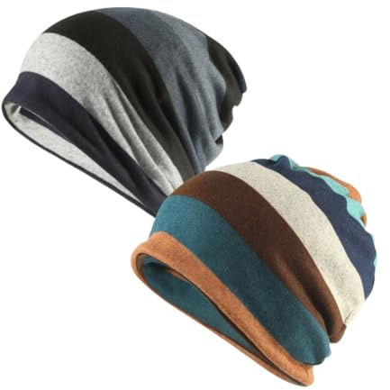 Oulitigy Chemo mössa huvudbonad hatt randig keps stretch mjuk multifunktionell bandana slouch, Färg 8, one size