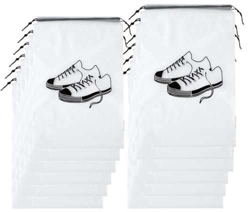 12 Pcs Schuhtaschen Transparente 2 Größen Schuhsack Reise Aufbewahrungstaschen wasserdichte Schuhaufbewahrungstasche mit Kordelzug Schuhbeutel Staubdicht Schuh Aufbewahrungsbeutel