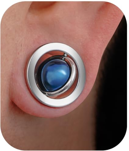 COOEAR Planet Ear Tunnels Flesh Plugs in acciaio inox per orecchini, viti sul retro., 0g(8mm)