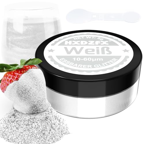 Essbarer Glitzer für Getränke - Lebensmittelfarbe Pulver, Schimmerndes Glitzerpulver, Lebensmittel Glitzerpuder für Schokolade, Kuchen, Fondant, Drinks - 8g (Weiß)