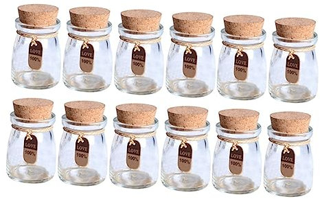 MAGICLULU Lot De 12 Mini Pots De Miel De 100 Ml Avec Étiquettes Et Ficelle Pour De Mariage En Verre À Ouverture Standard