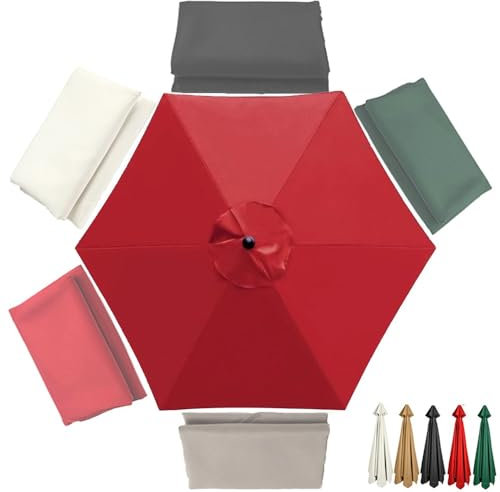 QSPNVFB Protección UV Tela De Repuesto para Parasol De Mercado, 6Varillas Paraguas Toldo, Impermeables Cubierta De Repuesto para Sombrilla Jardín Patio(Red,2m(6.5ft))