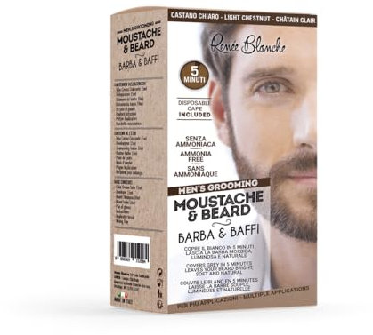 Trattamento Crema Colorante uomo men colore tintura barba e baffi senza ammoniaca con Collagene e Olio di Avocado Renee Blanche Castano chiaro