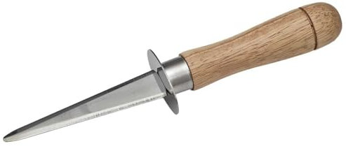 COOK CONCEPT, KD0004, Coltello per ostriche in Acciaio Inossidabile con Manico in Legno di faggio, Design Elegante e Maggiore Sicurezza, Ideale per Frutti di Mare, Misura 20 cm, Colore Marrone