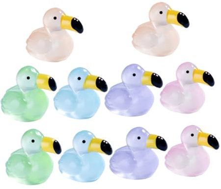 JOINPAYA 10stücke Mini Resin Flamingo Figuren Leuchtende Kleine Garten Deko Handgefertigte Harz Tier Miniaturen Für Micro Landschaft Aquarium Und DIY Pflanzendekoration