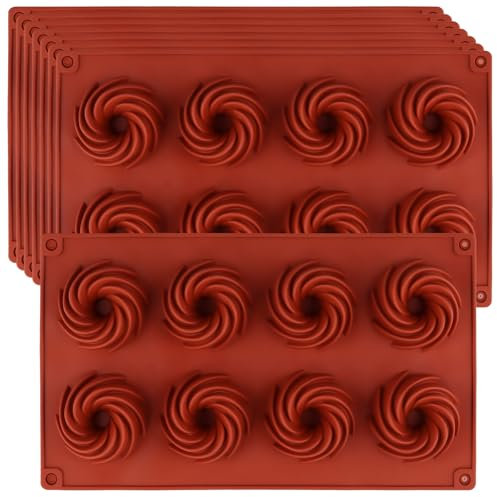 HONYUET 8PCS 8 Cavity Silicone Vortex Chocolate Mould, Mini Ring Cake Tin for Baking Candy, Pudding, Cookies, 28.7 x 16.7 cm