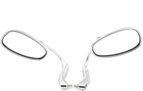 Seite Rückspiegel 1 Paar Für HPS 125 300 Motorrad Schwarz/Chrom Retro Griff Bar End Oval Rückspiegel Lenkerendenspiegel(Chrome)
