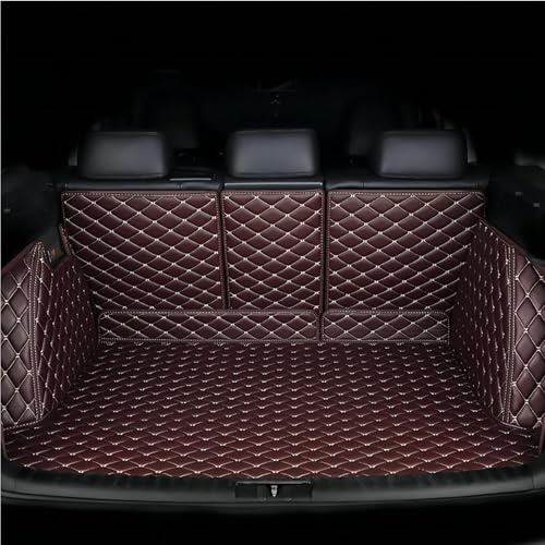 SXXTS Auto Kofferraummatten für VW Ti-guan II Allspace 2017-2022, Vollabdeckung Kofferraumwannen Gummi Wasserdicht Kofferraummatte Auto Zubehör,Brown