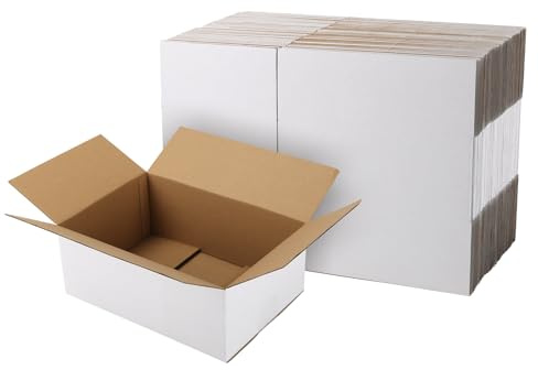 EYMPEU Scatole di Cartone per Spedizione 25.4x17.78x10.16cm Bianca Set 40