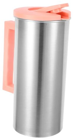 FUNOMOCYA Jarra de Agua de Acero Inoxidable Báscula Resistente al Calor Jarra para Bebidas Frías y Calientes Tapa y Asa Fácil de Limpiar para Cenas Fiestas y Picnics 22X10.5X10Cm Rosa Nórdica