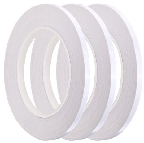 3 Rolls 5mm x 50m Double Sided Tape, White Craft Adhesive Tape | For Scrapbooking And DIY Projects, Clean Cut Application, Strong Paper Bonding, Easy Peel, Indoor Craft Use