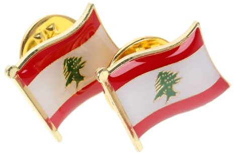 Broche en Métal Drapeau Liban National, Lot de 2, Alliage | Épinglette D'amitié, Design Émaillé Soigné et Élégant, pour Vêtements, Écharpes, Sorties et Événements