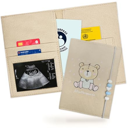 GROVBLE Mutterpass Schutzhülle aus Filz für Deutschen Mutterpass, Mutterpasshülle Filz, Impfdokumente und Ultraschallbilder Aufbewahren, Süßes Geschenk für Schwangerinen und Zukunftige