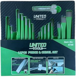 16PCS Punch & Chisel Set with EVA Foam Tray chisels Centre Punches.