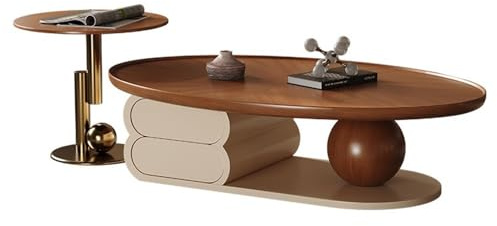 Tables Basses Table Basse Moderne Minimaliste en Bois Massif for Salon, Finition Noyer Nordique, Style rétro, mobilier de Maison de Luxe, Design Simple Table d'appoint(110cm)