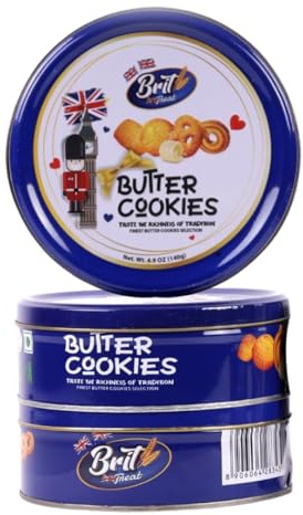 𝐉𝐌𝐒 𝐖𝐄 𝐂𝐑𝐄𝐀𝐓𝐄 𝐒𝐌𝐈𝐋𝐄 - Brit Butter Cookies Selection Box (3 x 140g) – Danish Butter Biscuits in Airtight Biscuit Tin – Assorted Biscuits for Gifting, Tea & Snacks