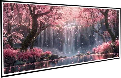 Diamond Painting Adultos, 5D Pintura Diamante flores cerezo Dibujos con Diamantes Cascada Diamond Art Punto de Cruz Diamante Lienzo 90x200cm, Manualidades Adultos, Decoracion Hogar Regalo J2-666