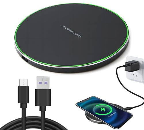 Caricatore Wireless Rapido 20W, Caricabatterie Senza Fili per 16/15/14/13/12/11/SE/X, Compatibile con S23/S22/S21, Supporto Qi, Design Sottile e Portatile, Carica Rapida Senza Fili