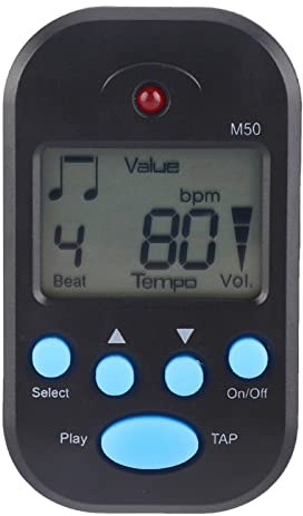 Brrnoo Métronome Numérique, Mini Métronome électronique LCD Rechargeable, 10 Sons de Battement, Volume Réglable, Métronome Portable M50 pour Piano, Guitare, Flûte, Violon, Batterie
