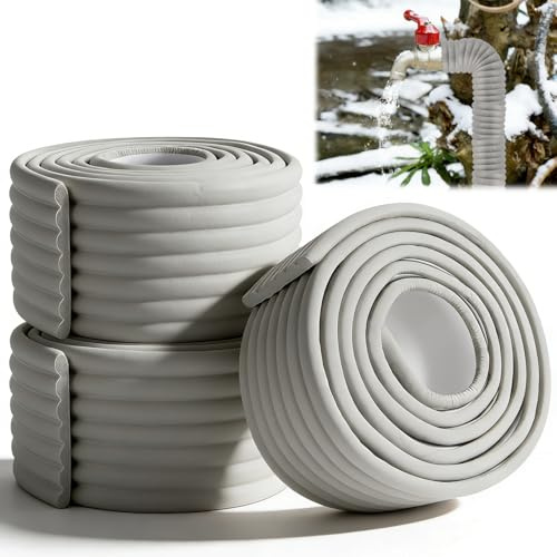Rörisolering, värmerörsisolering, 8 cm x 6 m, självhäftande, utomhus, isolering, värmerör med bullerreducering för rörskydd (grå)