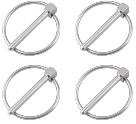 INCREWAY Runde Lynchstifte aus Karbonstahl mit Ringschlössern, Durchmesser 6 mm, robuste Drahtschlossstift-Verschlüsse für Anhänger, Landmaschinen, Traktoren, 4 Stück