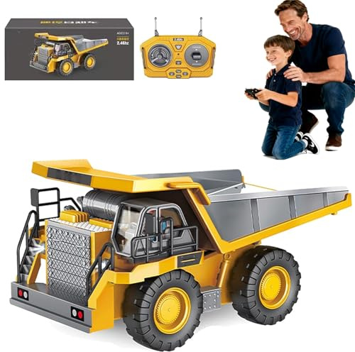 2026 Construction Rc Set Of 4, 2026 New Excavator Trucks with Cool Lights and Sounds, Complete Control Over The Construction Site, Alloy + Plastic Material, 2.4ghz Remote, 360 Rotation (Dump Truck)