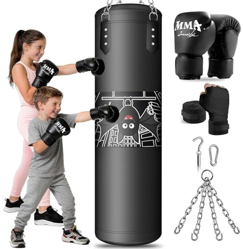 Punching Bag for Kids, 2.7FT Hanging Boxing Bag with Boxing Gloves, Kids Boxing Set Kickboxing Bag for Youth Boxing Karate Muay Thai Kick Taekwondo Training