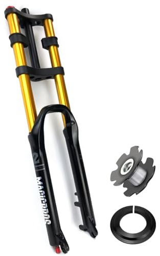 KANGXYSQ DH Mountain Bike Front Suspension Fork 26 27.5 29 Inch MTB Triple Tree Bike Front Forks Travel 160mm Disc Brake Air Down Hill Fork 1-1/8 Straight Rebound Adjustale Manual Lockout QR
