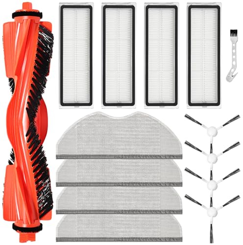 DianSung Piezas de repuesto para Xiaomi S40C E101 Robot Aspirador Accesorios,1 cepillo principal, 4 paños, 4 filtros, 4 cepillos laterales,1 cepillo de limpieza