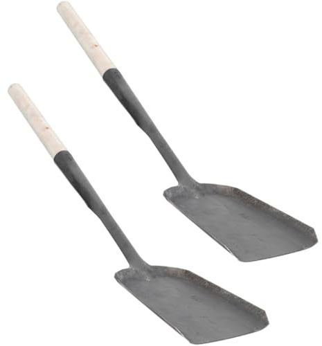SHINEOFI 2 Stück Ascheschaufel Kaminofen aus Eisen mit Langem Holzgriff Kompakte Kohle und Grillascheschaufel für Haushalt und Garten