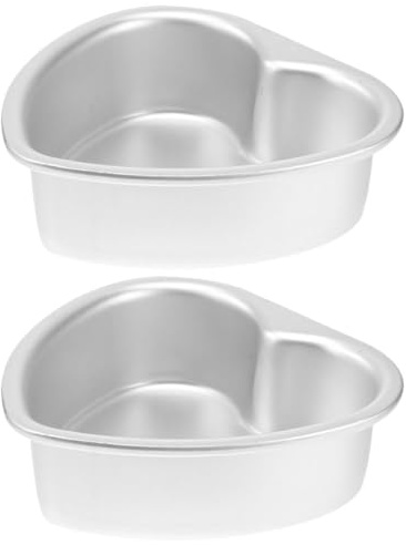 AMUSLESUR Moldes para Pasteles Forma de Corazón 6 Pulgadas, 2 Piezas de Aleación de Aluminio Reutilizables, para Hornear Mini Tartas de Queso y Postres en Casa