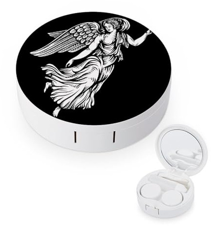 fkgvwo Contact Lens Case Angel Wing Black Contact Lens Holder Box Container Soak Storage Kit