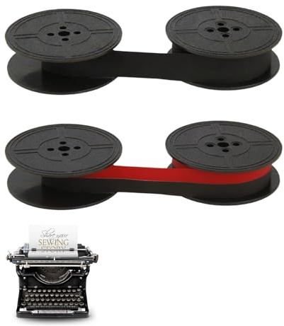 Lot de 2 rubans encreurs pour machine à écrire - En nylon - Pour les modèles DIN 2103 et 32755 - Résultats d'impression clairs et précis - Idéal pour les anciennes machines à écrire - Noir et rouge