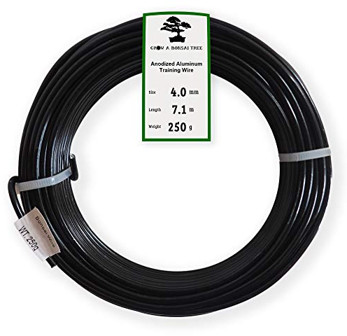 Grow A Bonsai Tree Alluminio anodizzato 4.0mm Bonsai Formazione Wire 250G grande rotolo (23 piedi) - 4,0 millimetri Nero