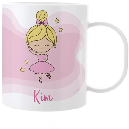 Striefchen® Kindertasse aus Kunststoff für Mädchen mit Wunschname - verschiedene Motive Ballerina