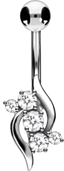 PIERCINGLINE Bauchnabelpiercing Titan | 925er Silber Design mit Kristallen | Piercing Bananabell Banane | Farbauswahl