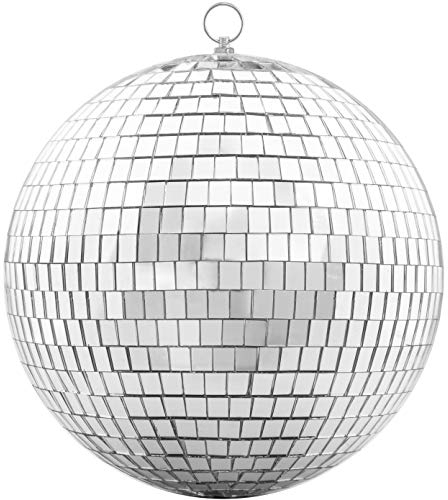 Sfera specchiata, 20 cm, bella e divertente, colore argento, da appendere, per feste e discoteca