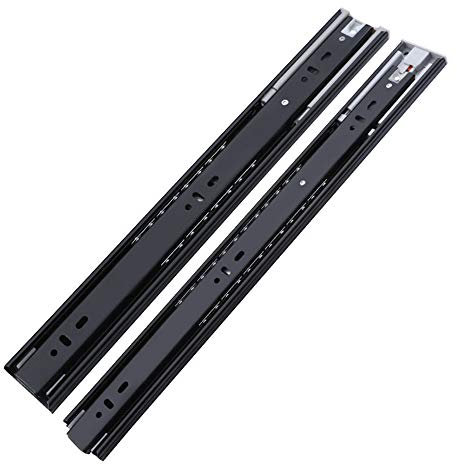 SSHHM Soft Close Full Extension Teleskopschiene Kugelführung, Kaltgewalzter Stahl Schubladenschiene,Doppelfederdesign, Platzsparend/Schwarz / 12 in