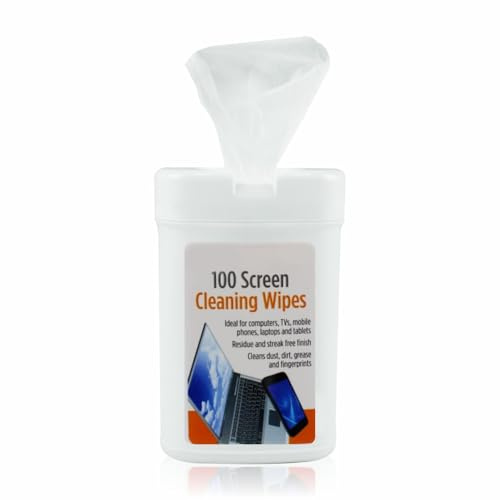 Cleaning Wipes 100 Pack Tv Pc Laptop Monitor Screen Cleaner Tub Cleans Dust Dirt and Fingerprints Computer Smartphones Mobile Phone Touchscreen Tablet Keyboard Ipad LCD Multipurpose Kit