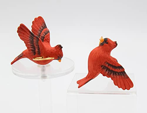 Cosmos Gifts Fine Porcelain Red Cardinal Taper Candle Ring Climber 2 Pieces Set, 2-5/8 in