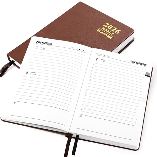 Mötesplanerare 2022, Kesote bokkalender A5 veckoplanerare läder kalender möteskalender hård veckokalender brun, 1 dag 1 sida