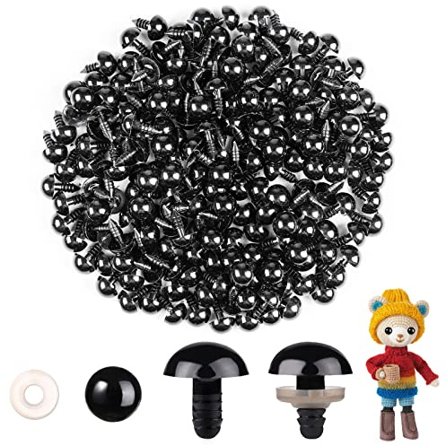 MUCUNNIA 200Stück 16mm Sicherheitsaugen für Häkeltiere mit Unterlegscheiben | Kunststoff-Bastelaugen für Teddybär, Amigurumi-Puppe, Stofftiere, Bastelbedarf, Urlaubsdekorationen