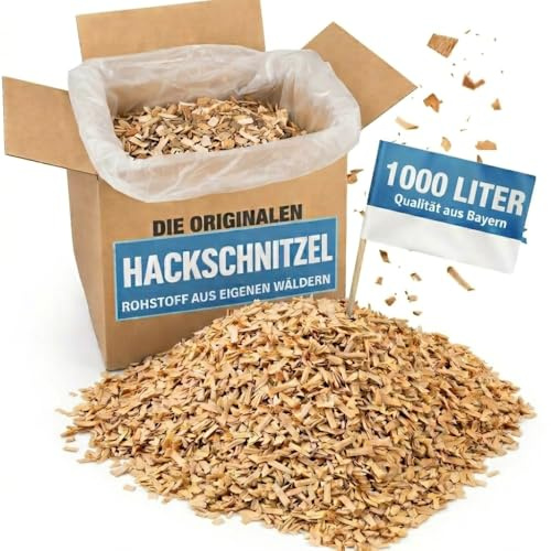 karton-billiger agrar-Store | Hackschnitzel 1000 Liter Holzhackschnitzel Mulch für den Garten Einstreu, Hochbeete, Streu, Holzschnitzel