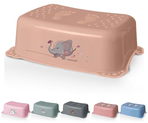 DOCARI Tritthocker Kinder Elefant Pfirsich - Kindertritt Waschbecken stabil und rutschfest - Toilettenhocker Kinder Hocker Badezimmer - Kinderhocker Tritthocker für Kinder Tritt Hocker Kinder Bad