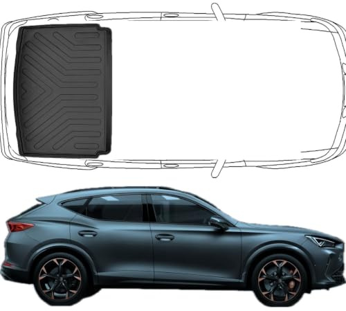 Trimak Passgenau 3D Untere Kofferraumwanne Kompatibel mit Cupra Formentor Untere ab 2020 Kofferraummatte Schutzmatte Auto Zubehör Antirutschmatte Kantenschutz TPE Gummi Dauerhaft Schwarz