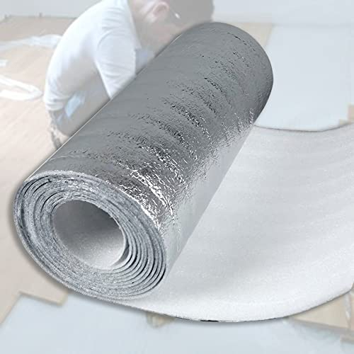 HARICSET Feuchtigkeitsresistent Laminat Unterlage Trittschalldämmung Laminat 2mm Dick Silence Floor Akustik ALU Gehschalldämmung für Laminat und Parkett mit Alu-Dampfbremse(Size:1 * 25m)